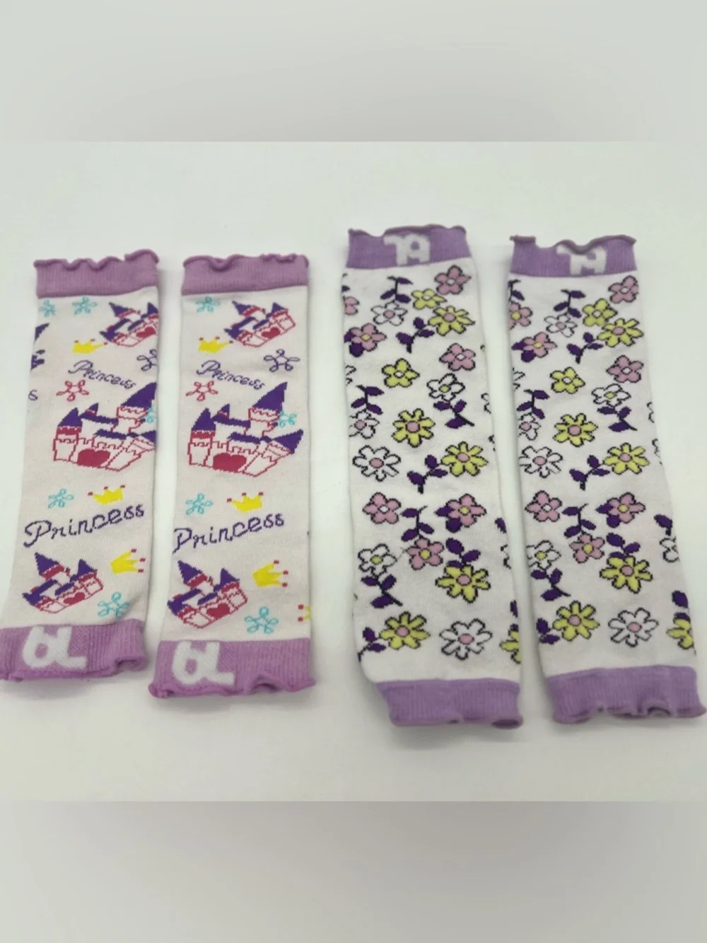 Baby Girl's Leggings Princess And Flowers Set Purple One Size